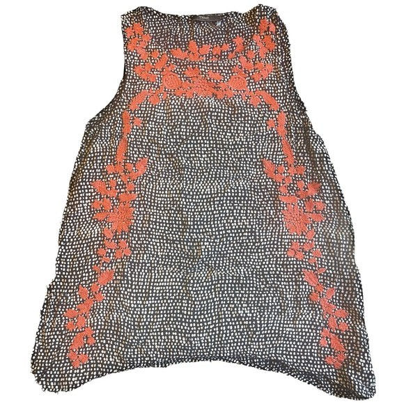 THML Women's Blue and White Polka Dot Blouse with‎ Coral Detail Size SM - Picture 1 of 4